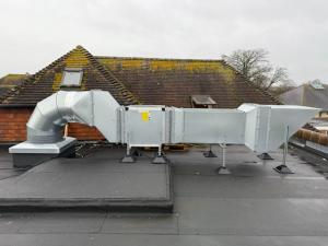 HVAC inlet duct and fan installation as part of b2b commercial maintenance works.