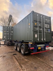 Storage containers delivered to site for b2b commercial maintenance operations.